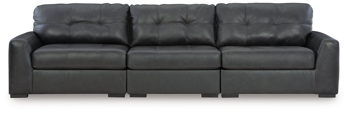 Brindley Pier Fog3-Piece Leather Modular Sofa by Ashley at Eve Furniture