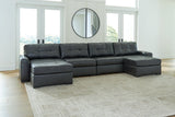 Brindley Pier Fog 4-Piece Sectional with Ottoman by Ashley at Eve Furniture