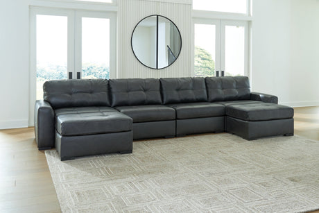 Brindley Pier Fog 4-Piece Sectional with Ottoman by Ashley at Eve Furniture