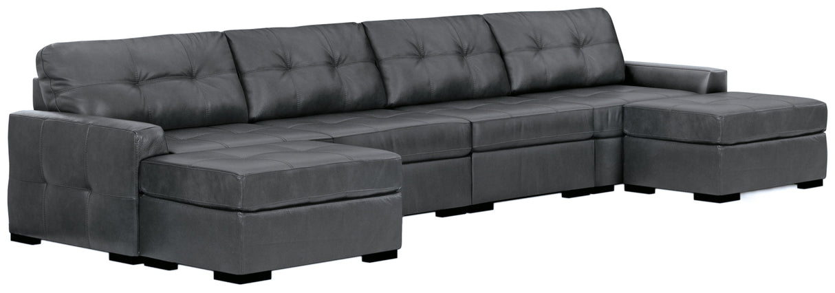 Brindley Pier Fog 4-Piece Sectional with Ottoman by Ashley at Eve Furniture
