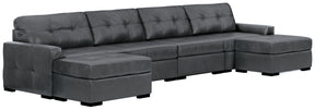 Brindley Pier Fog 4-Piece Sectional with Ottoman by Ashley at Eve Furniture
