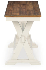 Brinfern Brown/Antique White Large Counter Height Dining Bench by Ashley at Eve Furniture