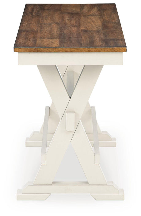 Brinfern Brown/Antique White Large Counter Height Dining Bench by Ashley at Eve Furniture