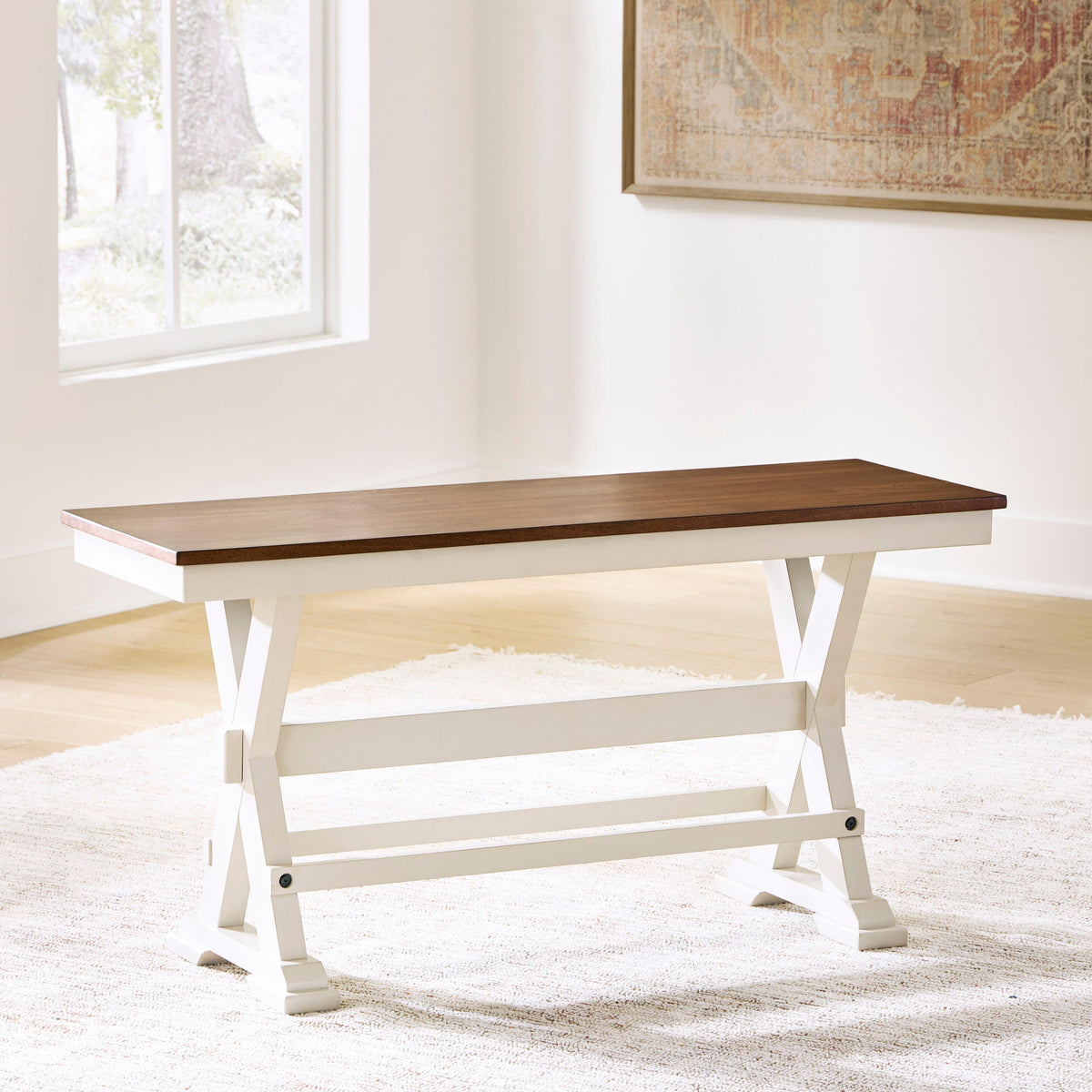 Brinfern Brown/Antique White Large Counter Height Dining Bench by Ashley at Eve Furniture
