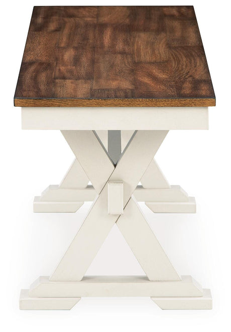 Brinfern Brown/Antique White Large Dining Room Bench by Ashley at Eve Furniture