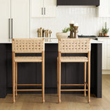 Brinley Woven Paper Rope w/ Brown Wood Frame Counter Stool by Mercana at Eve Furniture