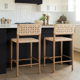 Brinley Woven Paper Rope w/ Brown Wood Frame Counter Stool by Mercana at Eve Furniture