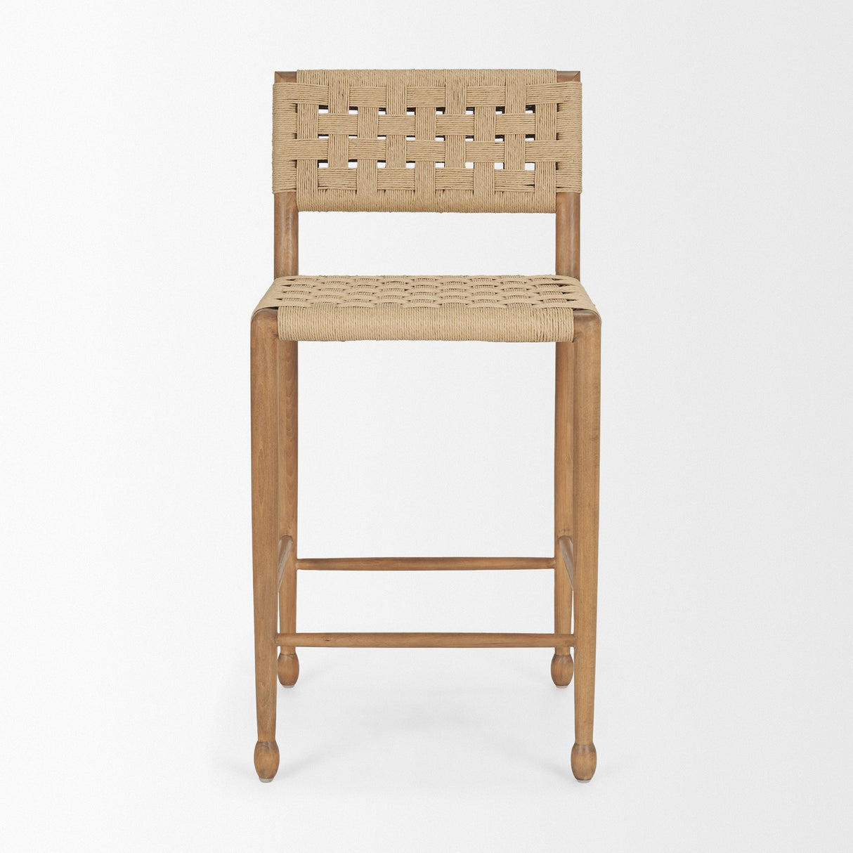 Brinley Woven Paper Rope w/ Brown Wood Frame Counter Stool by Mercana at Eve Furniture