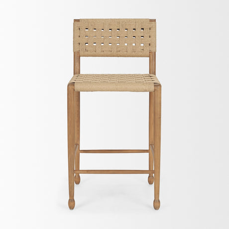 Brinley Woven Paper Rope w/ Brown Wood Frame Counter Stool by Mercana at Eve Furniture