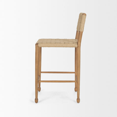 Brinley Woven Paper Rope w/ Brown Wood Frame Counter Stool by Mercana at Eve Furniture