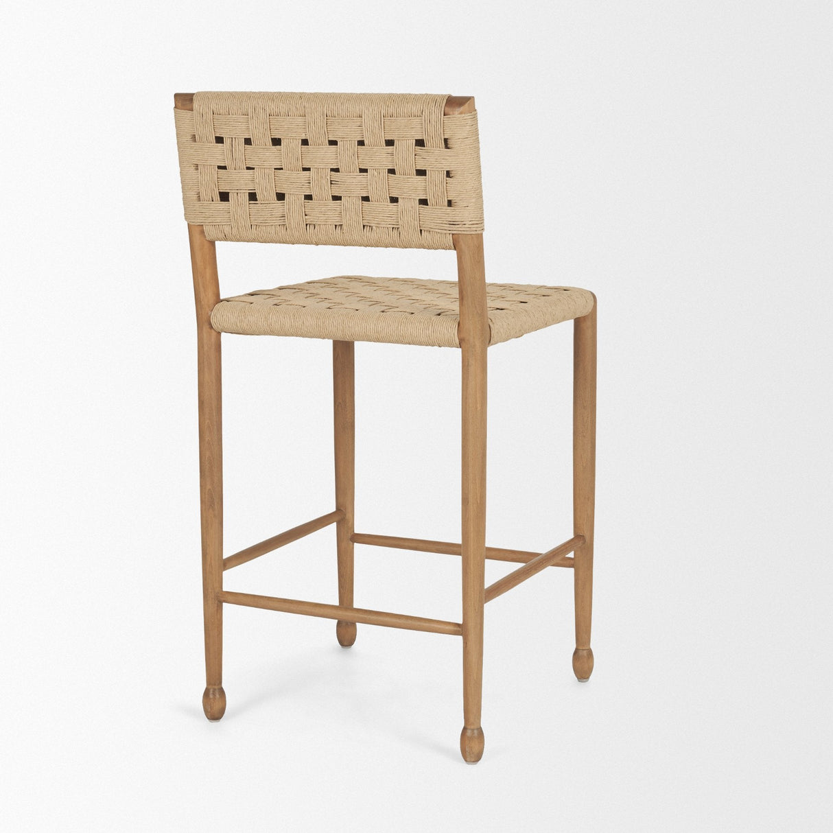 Brinley Woven Paper Rope w/ Brown Wood Frame Counter Stool by Mercana at Eve Furniture