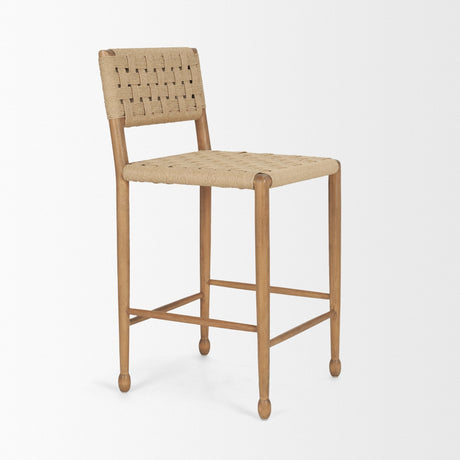 Brinley Woven Paper Rope w/ Brown Wood Frame Counter Stool by Mercana at Eve Furniture