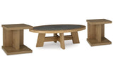 Brinstead Light Brown Coffee Table and 2 Chairside End Tables by Ashley at Eve Furniture