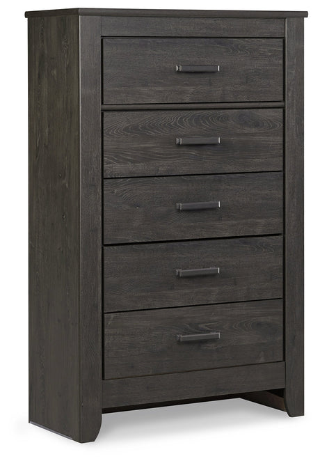 Brinxton King/California King Panel Headboard Bed with Mirrored Dresser and Chest in Charcoal by Ashley at Eve Furniture