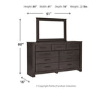 Brinxton King/California King Panel Headboard Bed with Mirrored Dresser and Chest in Charcoal by Ashley at Eve Furniture