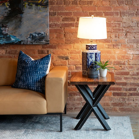 Brisbane 26" Side Table in Natural Sheesham Wood and Iron by Home Trends & Design at Eve Furniture