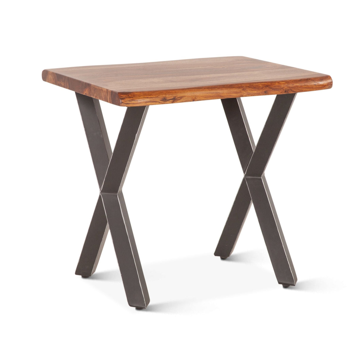 Brisbane 26" Side Table in Natural Sheesham Wood and Iron by Home Trends & Design at Eve Furniture