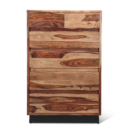 Brisbane 34" Tall Chest with Plinth Base in Natural Sheesham by Home Trends & Design at Eve Furniture