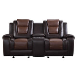 Briscoe Brown Double Glider Reclining Loveseat with Center Console by Homelegance at Eve Furniture