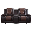 Briscoe Brown Double Glider Reclining Loveseat with Center Console by Homelegance at Eve Furniture