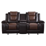 Briscoe Brown Double Glider Reclining Loveseat with Center Console by Homelegance at Eve Furniture