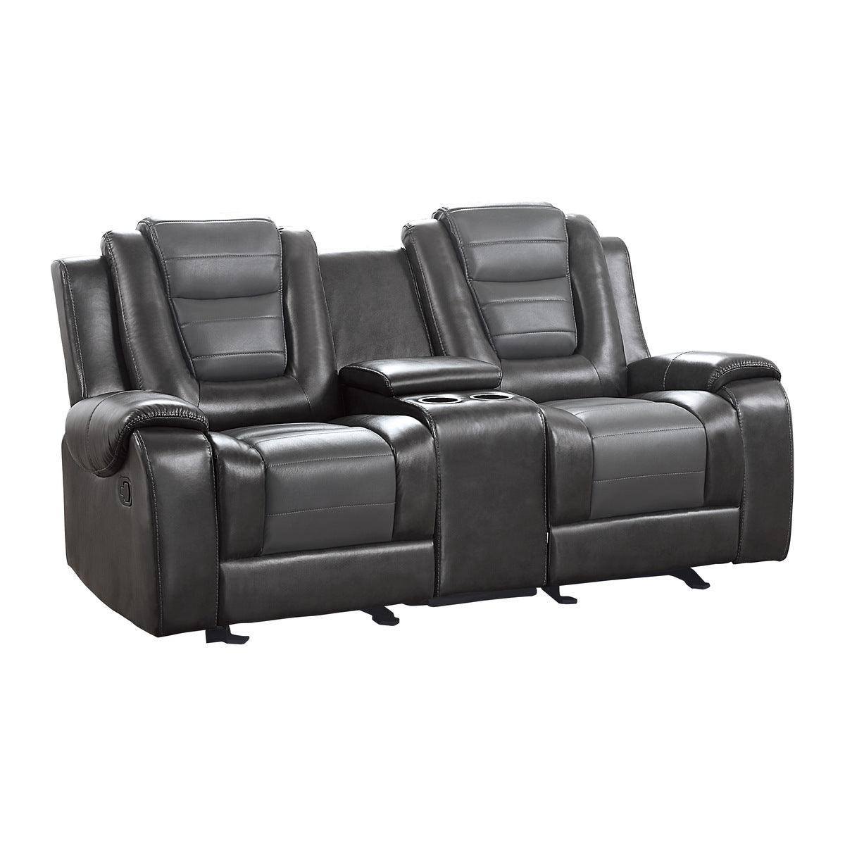 Briscoe Gray Reclining Loveseat With Console by Homelegance at Eve Furniture
