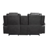 Briscoe Gray Reclining Loveseat With Console by Homelegance at Eve Furniture