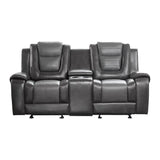 Briscoe Gray Reclining Loveseat With Console by Homelegance at Eve Furniture