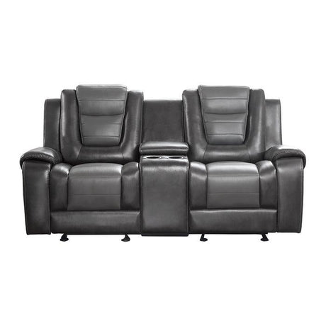 Briscoe Gray Reclining Loveseat With Console by Homelegance at Eve Furniture