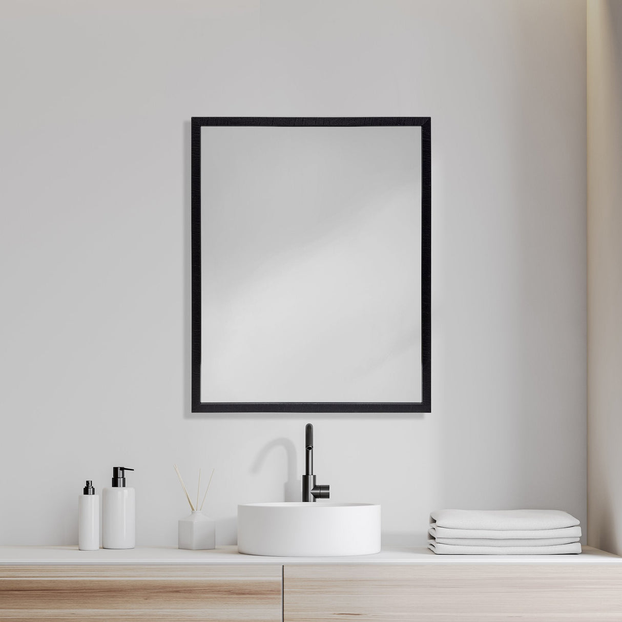 Bristol Espresso 24x30 Faux Wood Frame Bathroom Vanity Mirror by Mercana at Eve Furniture