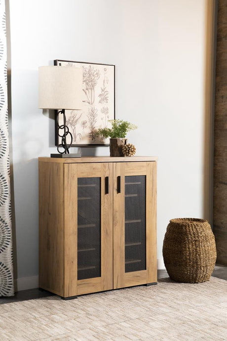 Bristol Golden Oak Metal Mesh Door Accent Cabinet by Coaster at Eve Furniture
