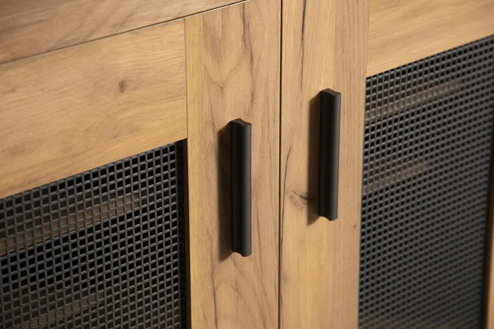 Bristol Golden Oak Metal Mesh Door Accent Cabinet by Coaster at Eve Furniture
