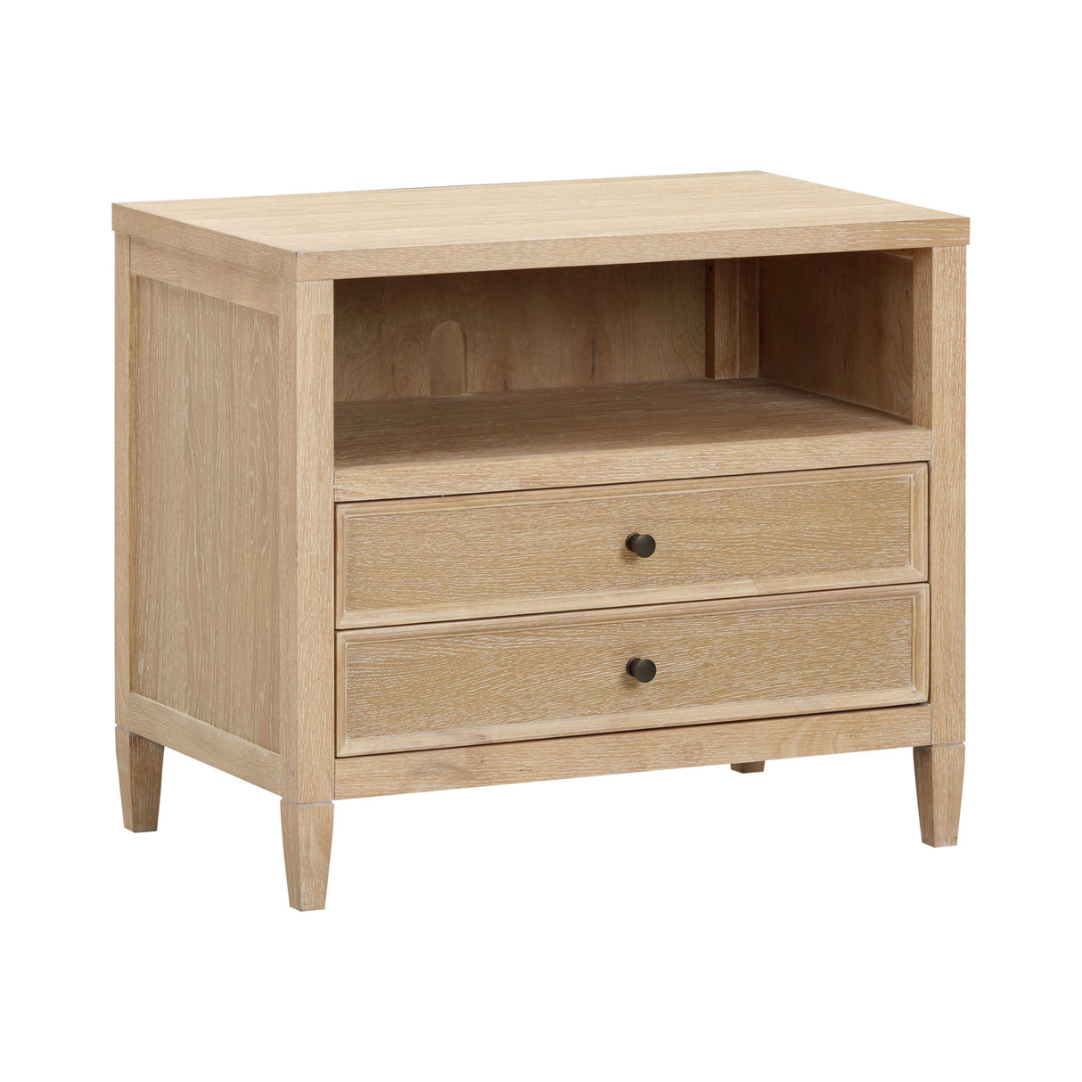 Bristol Park Whitewashed Oak Wood Large Nightstand by TOV Furniture at Eve Furniture