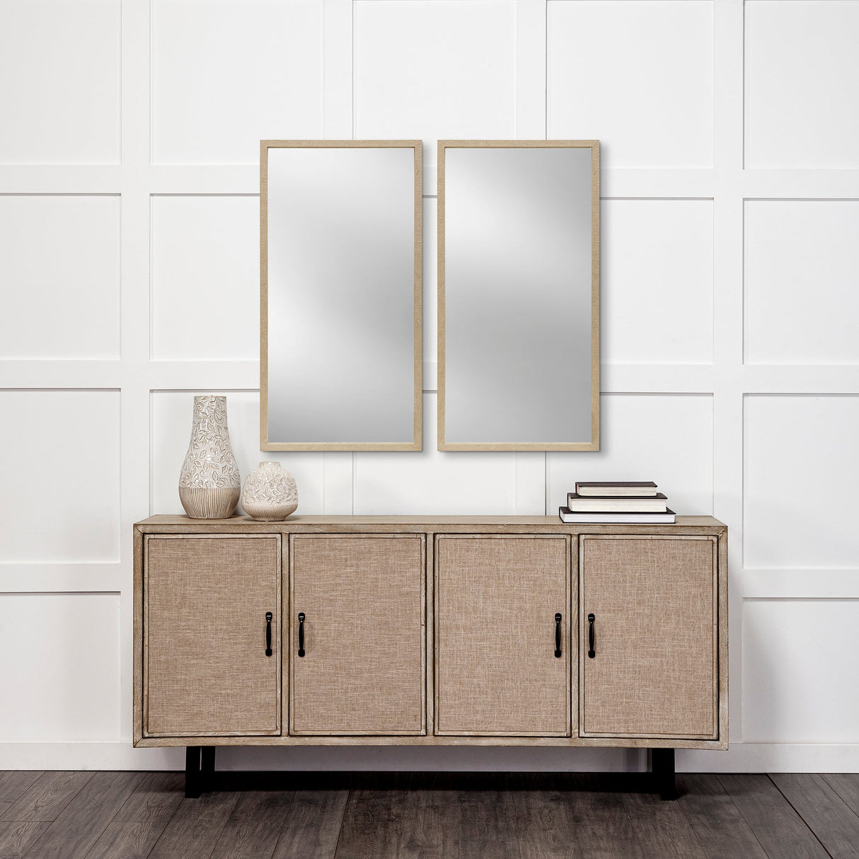 Bristol Tan 20x40 Faux Wood Frame Bathroom Vanity Mirror by Mercana at Eve Furniture