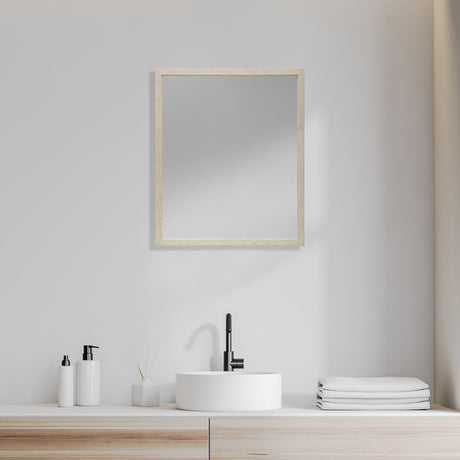 Bristol Tan Faux Wood Frame Bathroom Vanity Mirror by Mercana at Eve Furniture