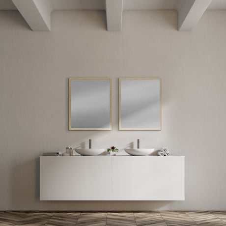 Bristol Tan Faux Wood Frame Bathroom Vanity Mirror by Mercana at Eve Furniture