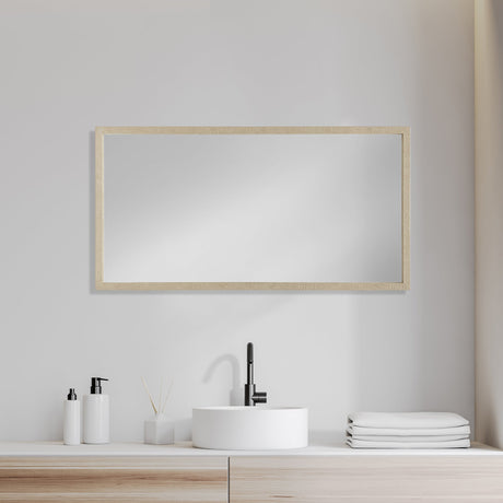 Bristol Tan Faux Wood Frame Bathroom Vanity Mirror by Mercana at Eve Furniture