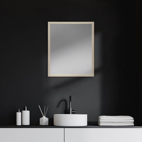 Bristol Tan Faux Wood Frame Bathroom Vanity Mirror by Mercana at Eve Furniture