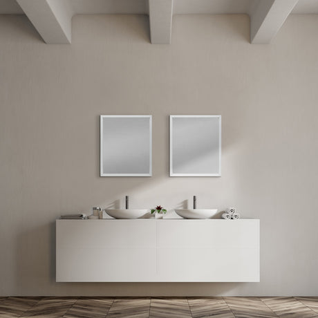 Bristol White Faux Wood Frame Bathroom Vanity Mirror by Mercana at Eve Furniture