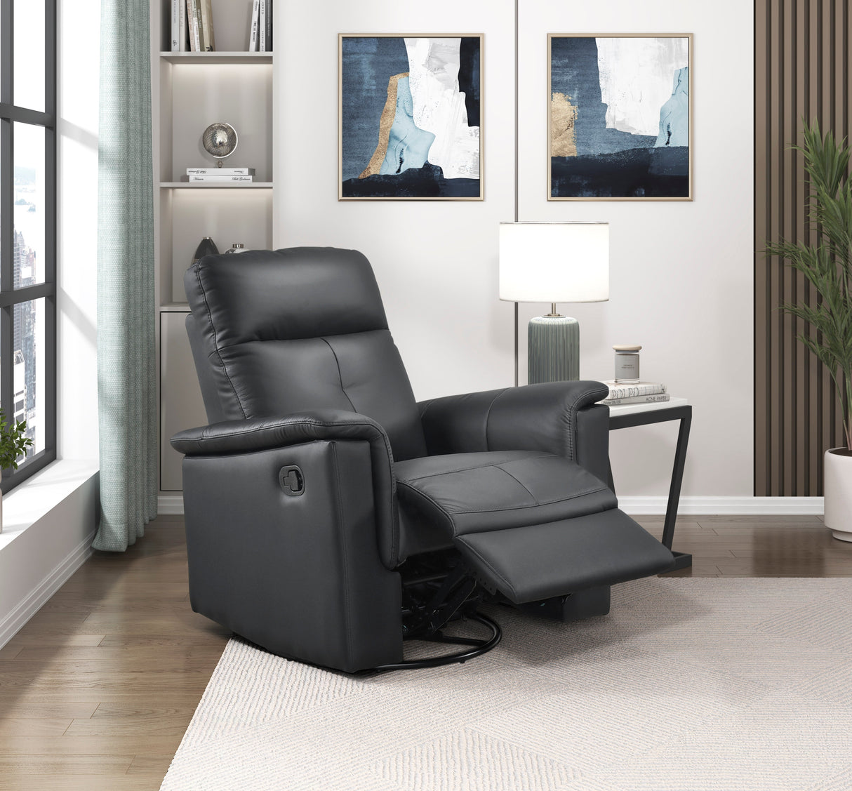 Bristow Black Swivel Glider Reclining Chair