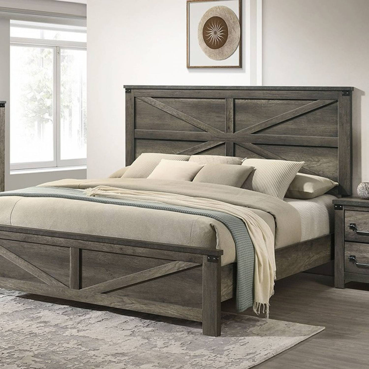 Britonale Rustic Gray 4-Piece Queen Bedroom Set by Furniture of America at Eve Furniture