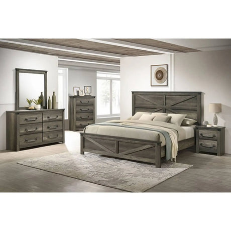 Britonale Rustic Gray 5-Piece Queen Bedroom Set by Furniture of America at Eve Furniture