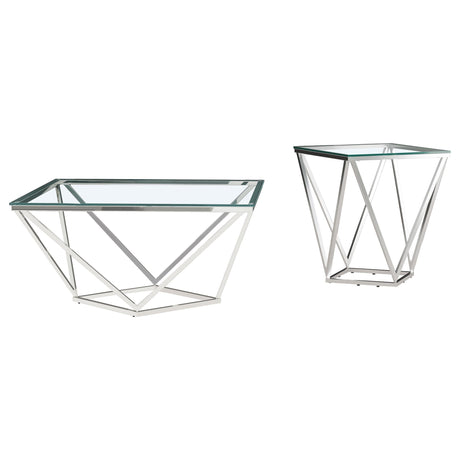 Brittania Nickel 2-Piece Square Coffee and End Table Set by Coaster at Eve Furniture