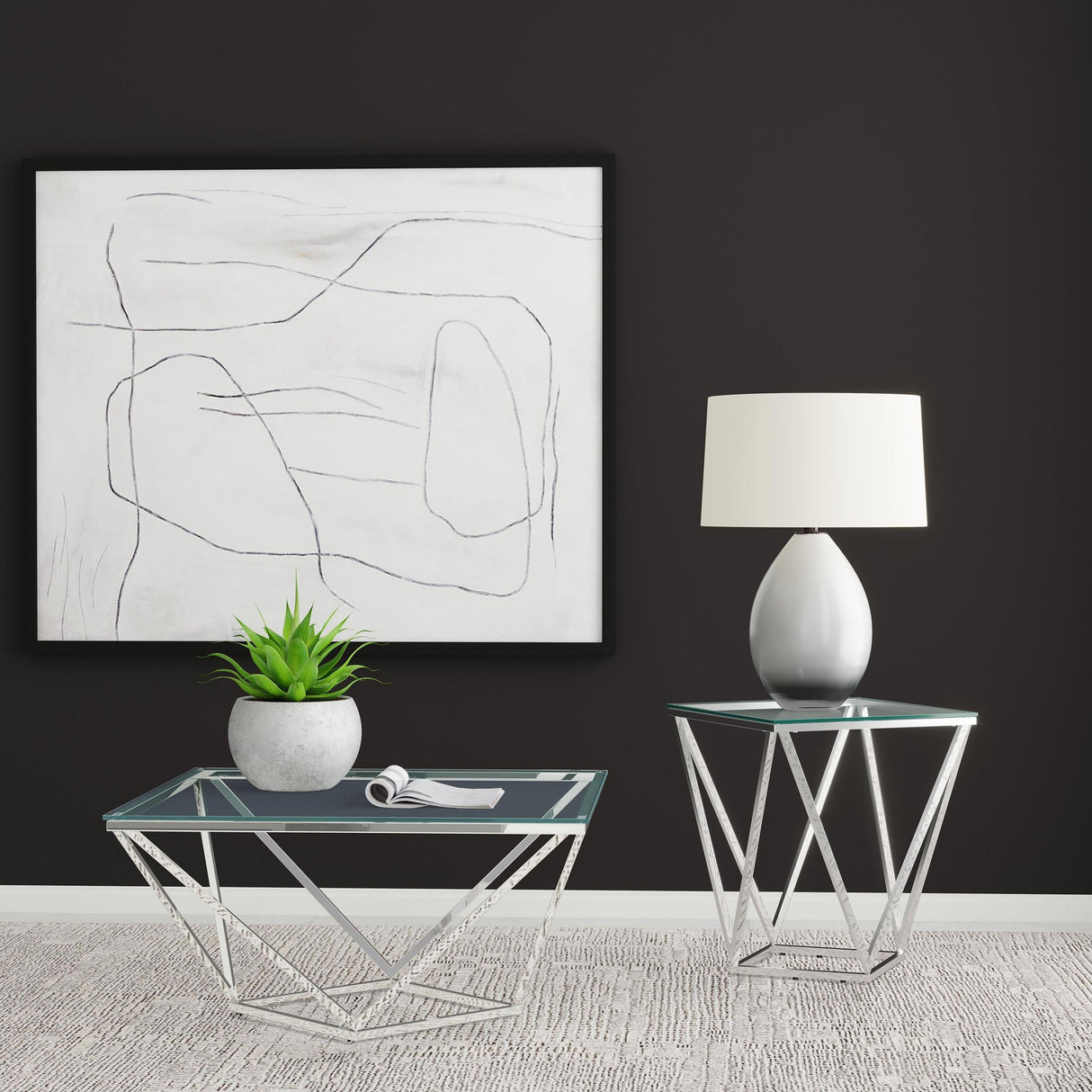 Brittania Nickel 2-Piece Square Coffee and End Table Set by Coaster at Eve Furniture