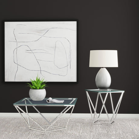 Brittania Nickel 2-Piece Square Coffee and End Table Set by Coaster at Eve Furniture