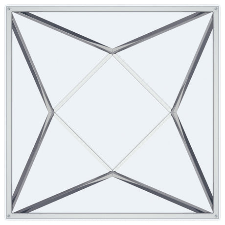 Brittania Nickel Square Geometric End Table with Clear Tempered Glass Top by Coaster at Eve Furniture