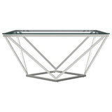 Brittania Square Glass Top Geometric Coffee Table Nickel