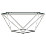 Brittania Square Glass Top Geometric Coffee Table Nickel by Coaster at Eve Furniture