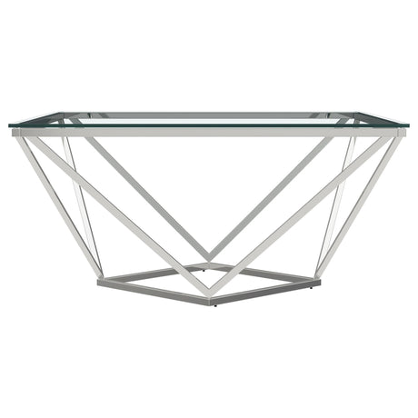 Brittania Square Glass Top Geometric Coffee Table Nickel by Coaster at Eve Furniture