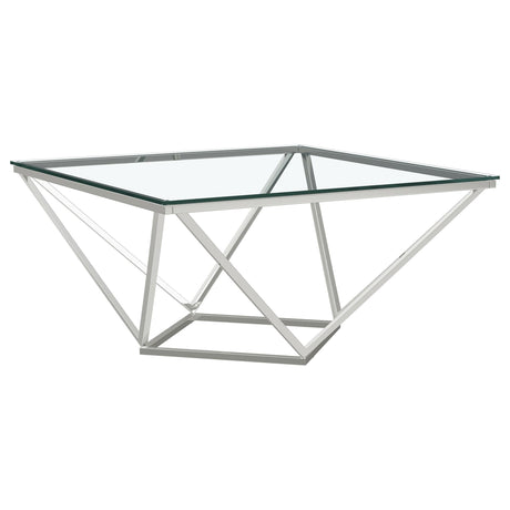 Brittania Square Glass Top Geometric Coffee Table Nickel by Coaster at Eve Furniture